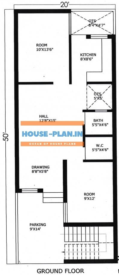 20×50 west facing small house plan
