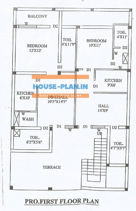 4 bhk house plan 33×50 first floor