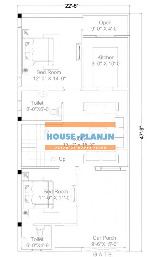 house plan 22×47 ground floor