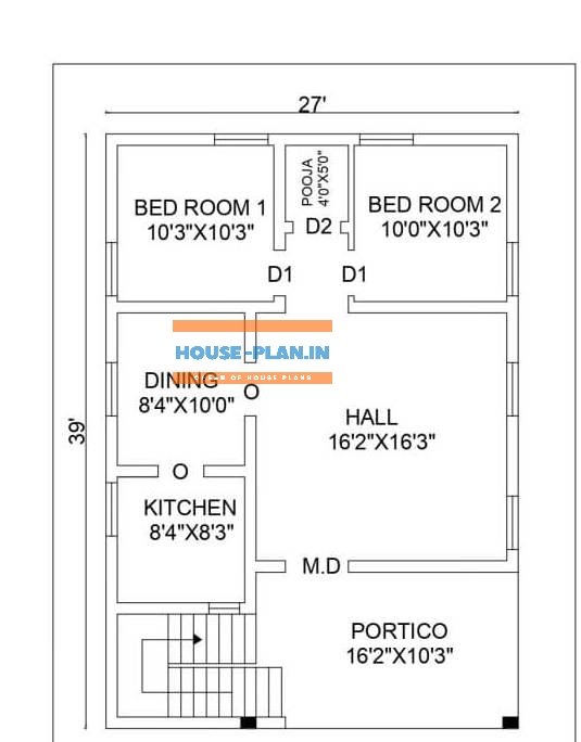 2 Bhk Home Plan 27 39 Best House Design For Single House