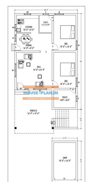 28×60 house plan indian style