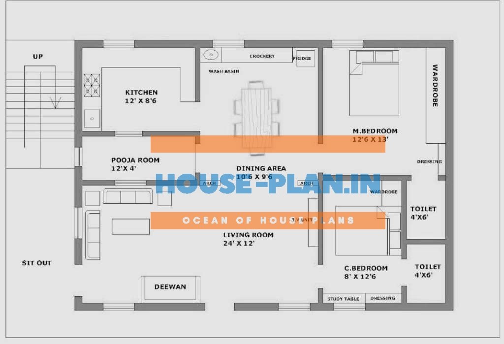 2bhk house plan 36×25