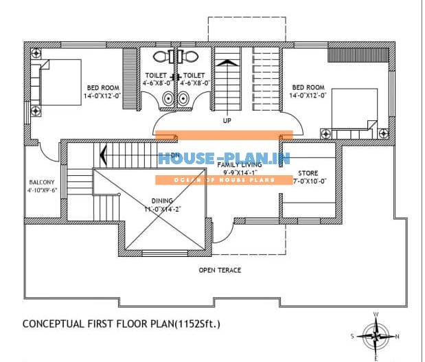 4 bedroom house plan 48×33 first floor