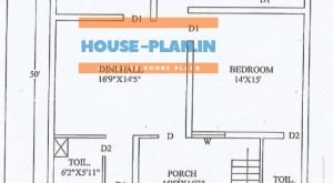 4 bhk house plan 33×50 ground floor