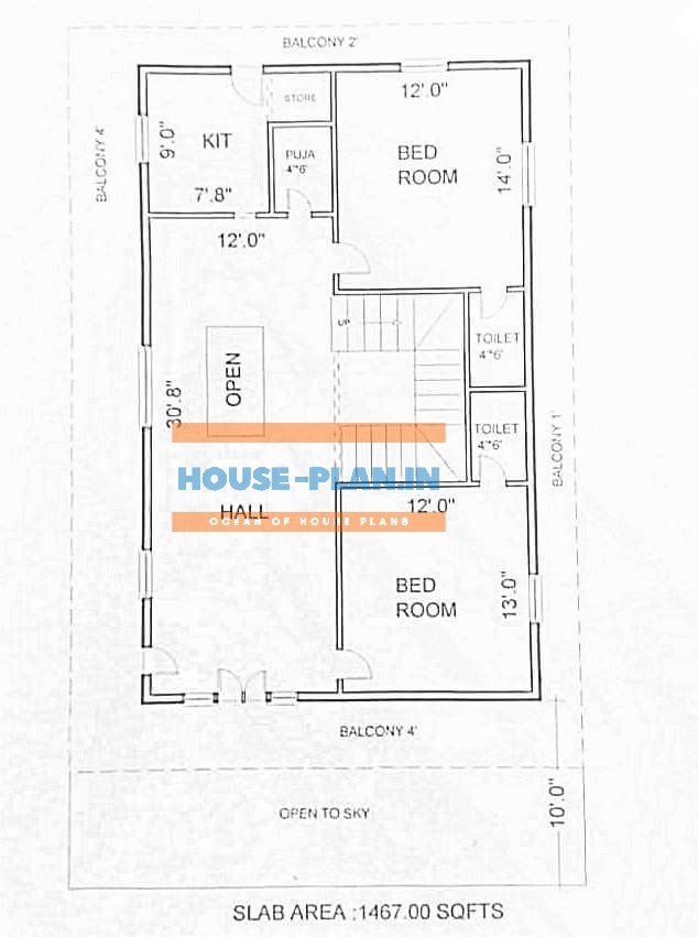 east face house plan design 34×64 first floor