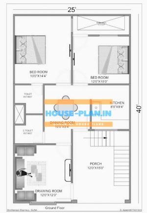 house plan 25×40 single floor
