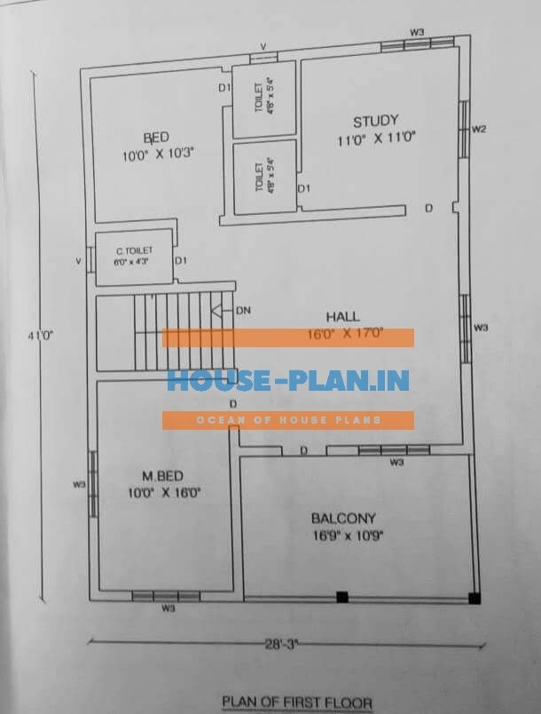 house plan 28×41 first floor