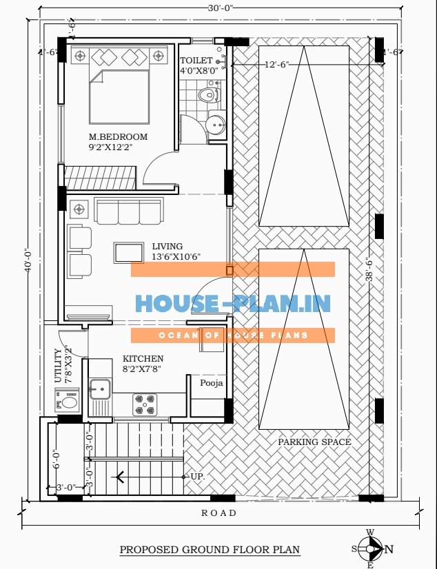 house plan 30×40 ground floor