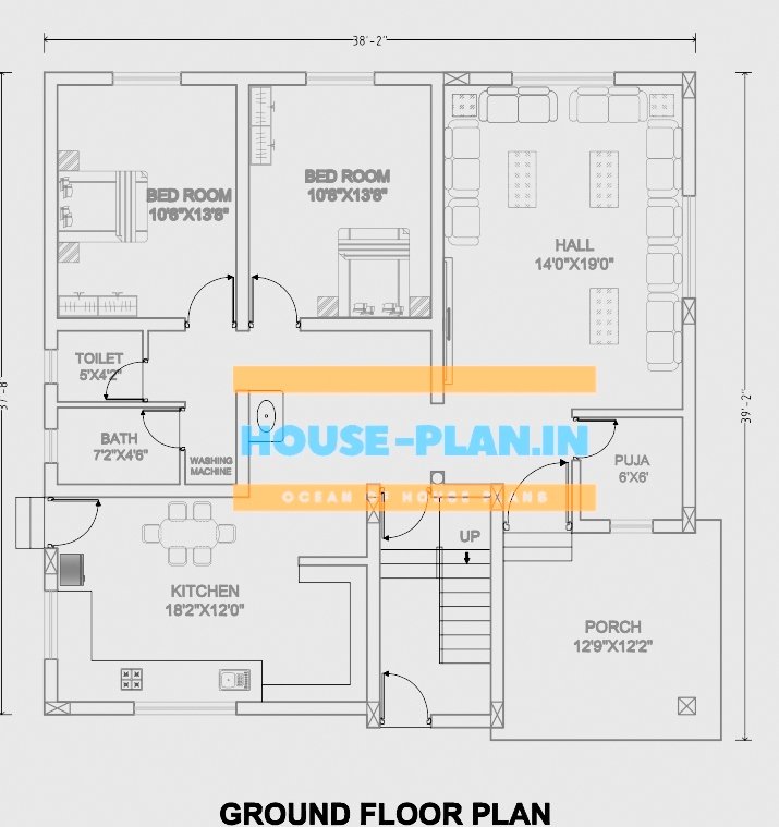 house plan 38×39 ground floor