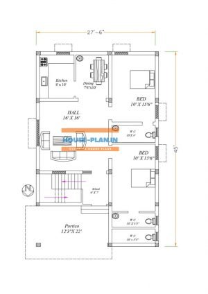 plan for house 27×45 ground floor
