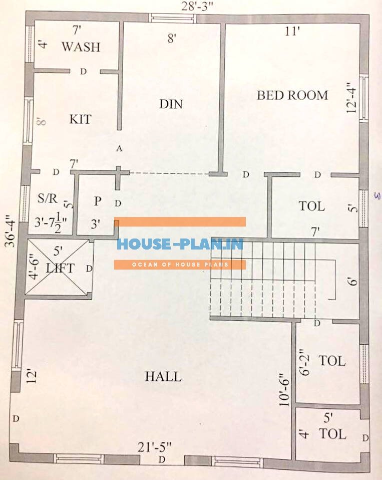 1000 Square Feet House Plan With Living Hall Dining Room One bedroom