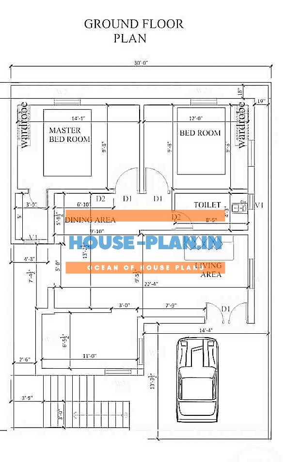 Download Two Bedroom 30X40 Floor Plan Home