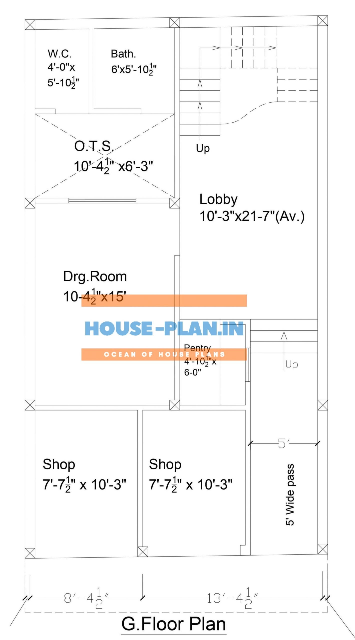 800 Square Feet House Plan With The Double Story Two Shops