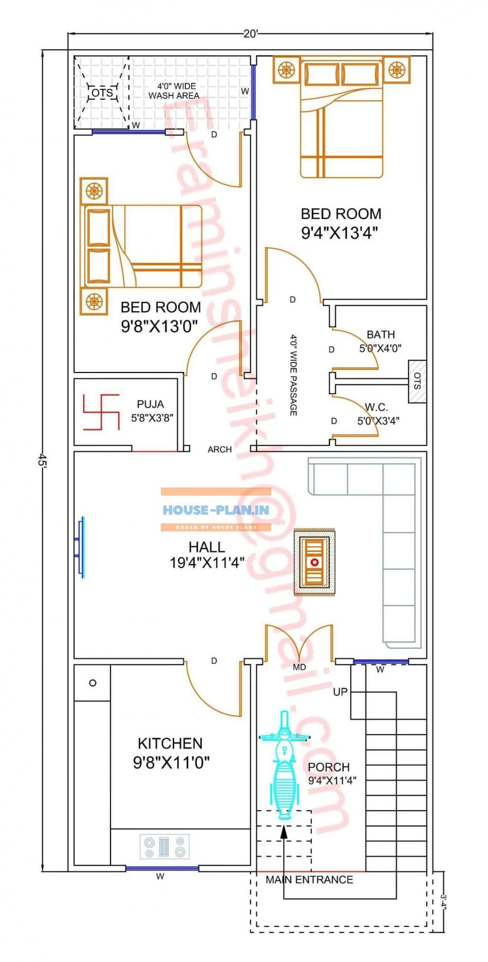 900 square feet house plan